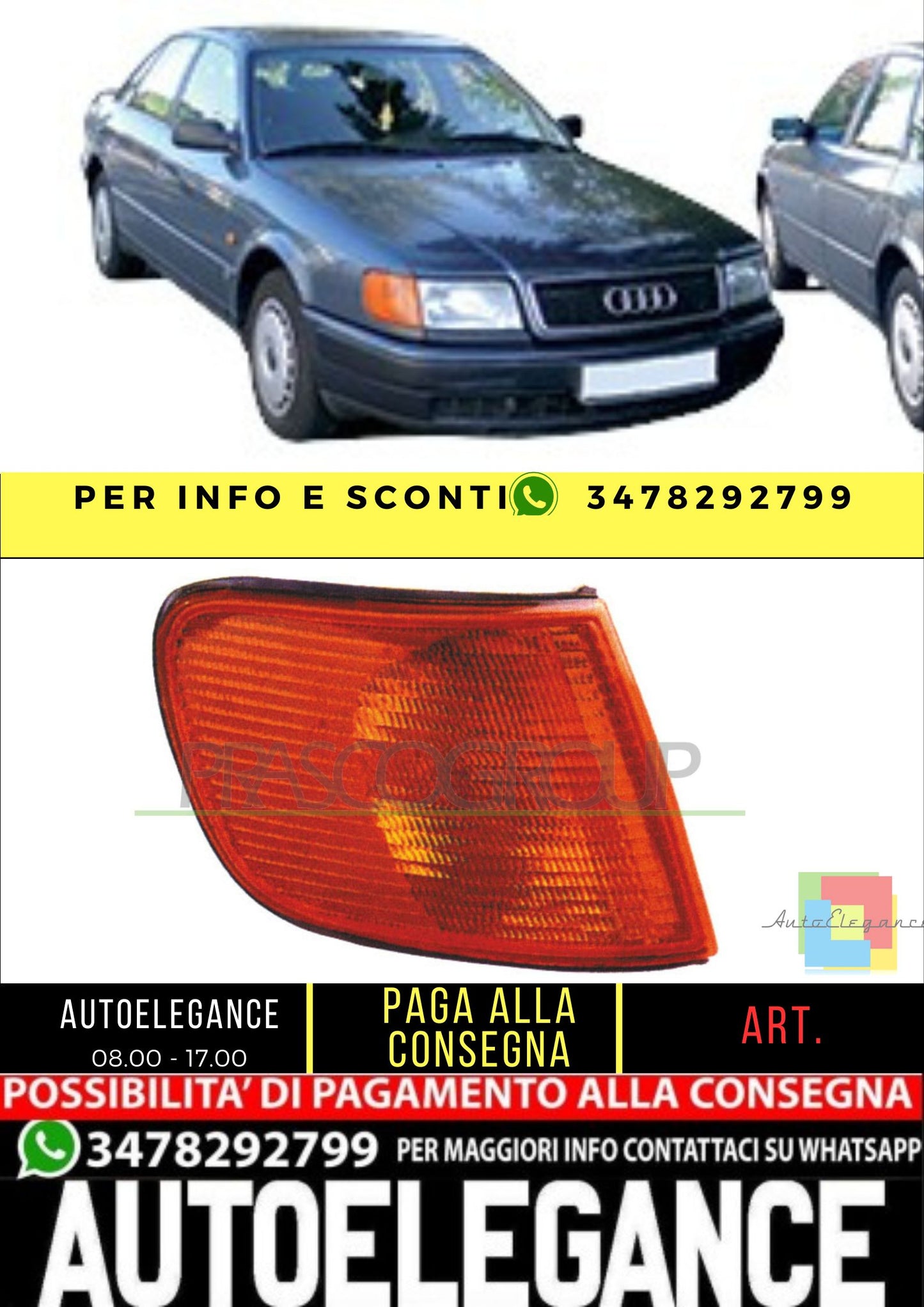 ✨AD0294003 FANALE ANTERIORE DESTRO-ARANCIO ADATTO PER AUDI - 100  1990-1994✨