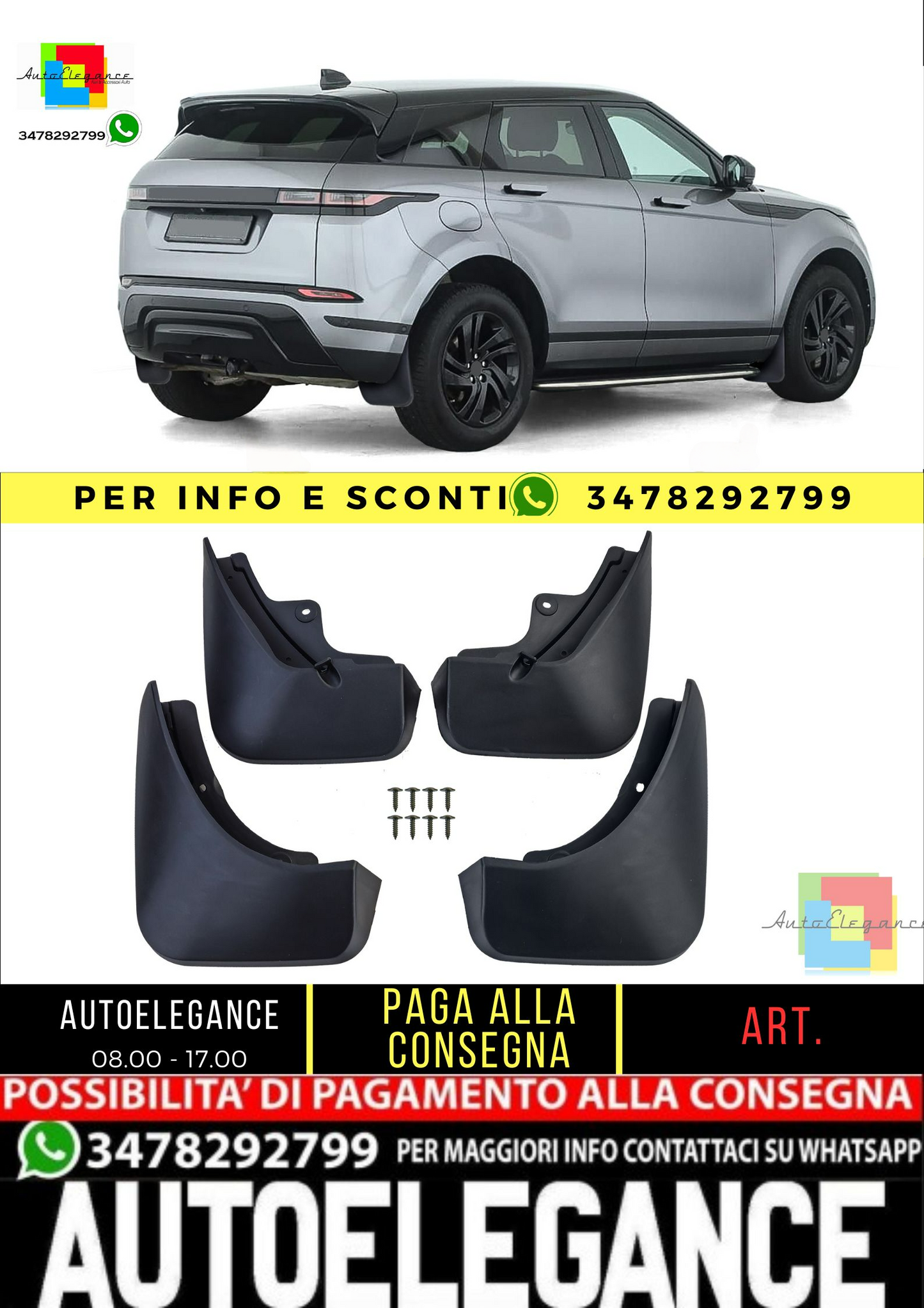 🔥Set paraspruzzi anteriore e posteriore per Range Rover Evoque L551 19+🔥