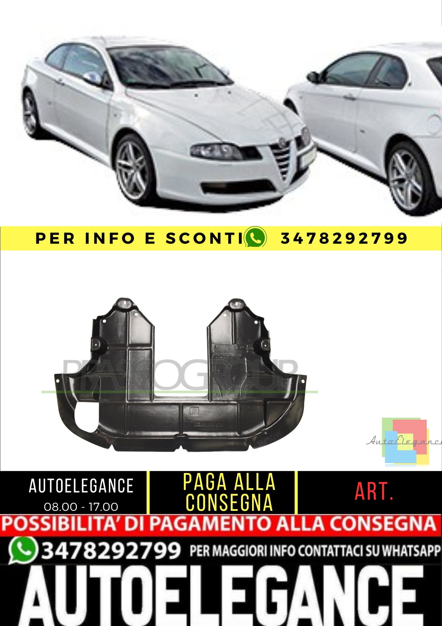 ✨AA3401900 COPRIMOTORE-INFERIORE MOD. BENZINA PER ALFA ROMEO GT 2004-2010✨