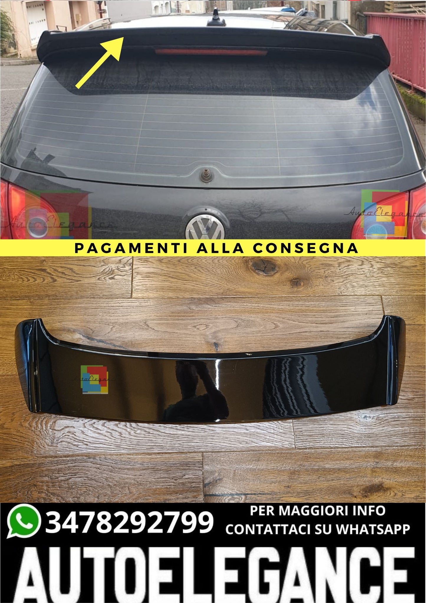🔥SPOILER ADATTO PER VW GOLF 5 2003-2009 GTI NERO LUCIDO🔥