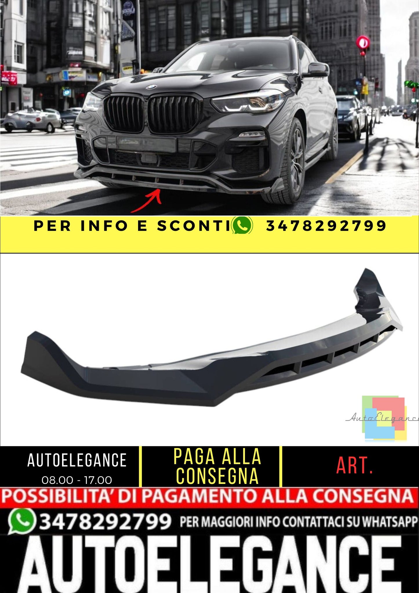 ✨SPLITTER anteriore V2 nero lucido ABS per BMW X5 M-Pack G05✨