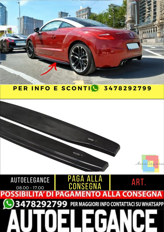 ✨MINIGONNE laterali design nero lucido ABS per Peugeot RCZ lifting 2012-2015✨