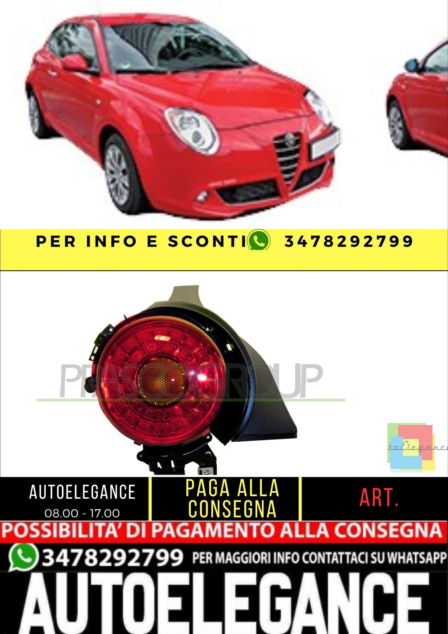 ✨AA2104154 FANALE POSTERIORE SINISTRO-NO PORTALAMPAD LED ALFA ROMEO MITO 08-16✨