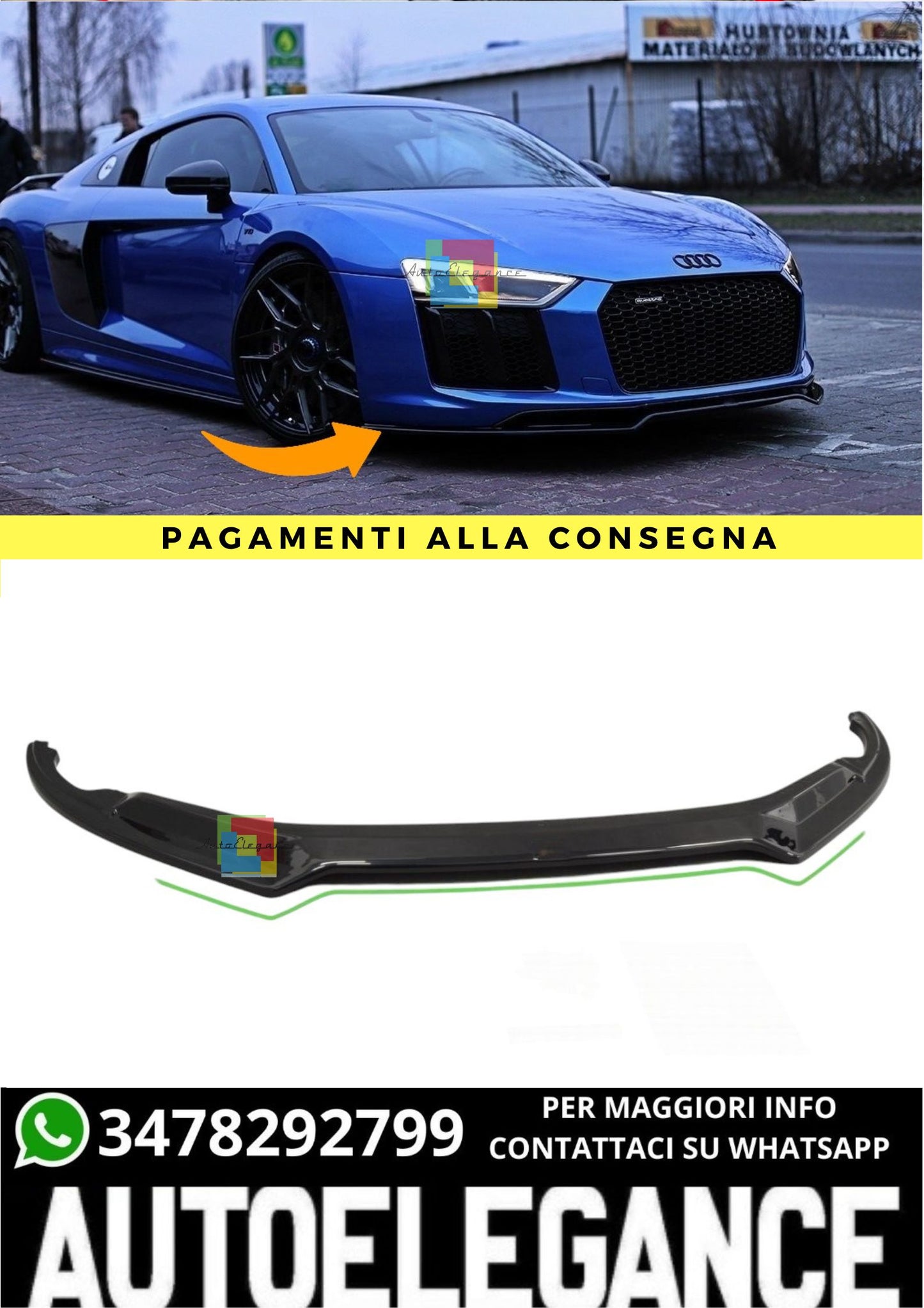 🔥Splitter Anteriore V.2 Adatto Per Audi R8 Mk.2🔥