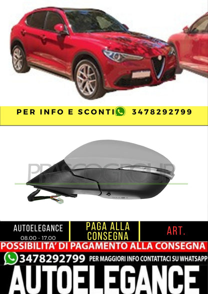 ✨AA7107324 RETROVISORE SINISTRO-ELETTRICO-CON PRIMER PER ALFA ROMEO-STELVIO 16+✨