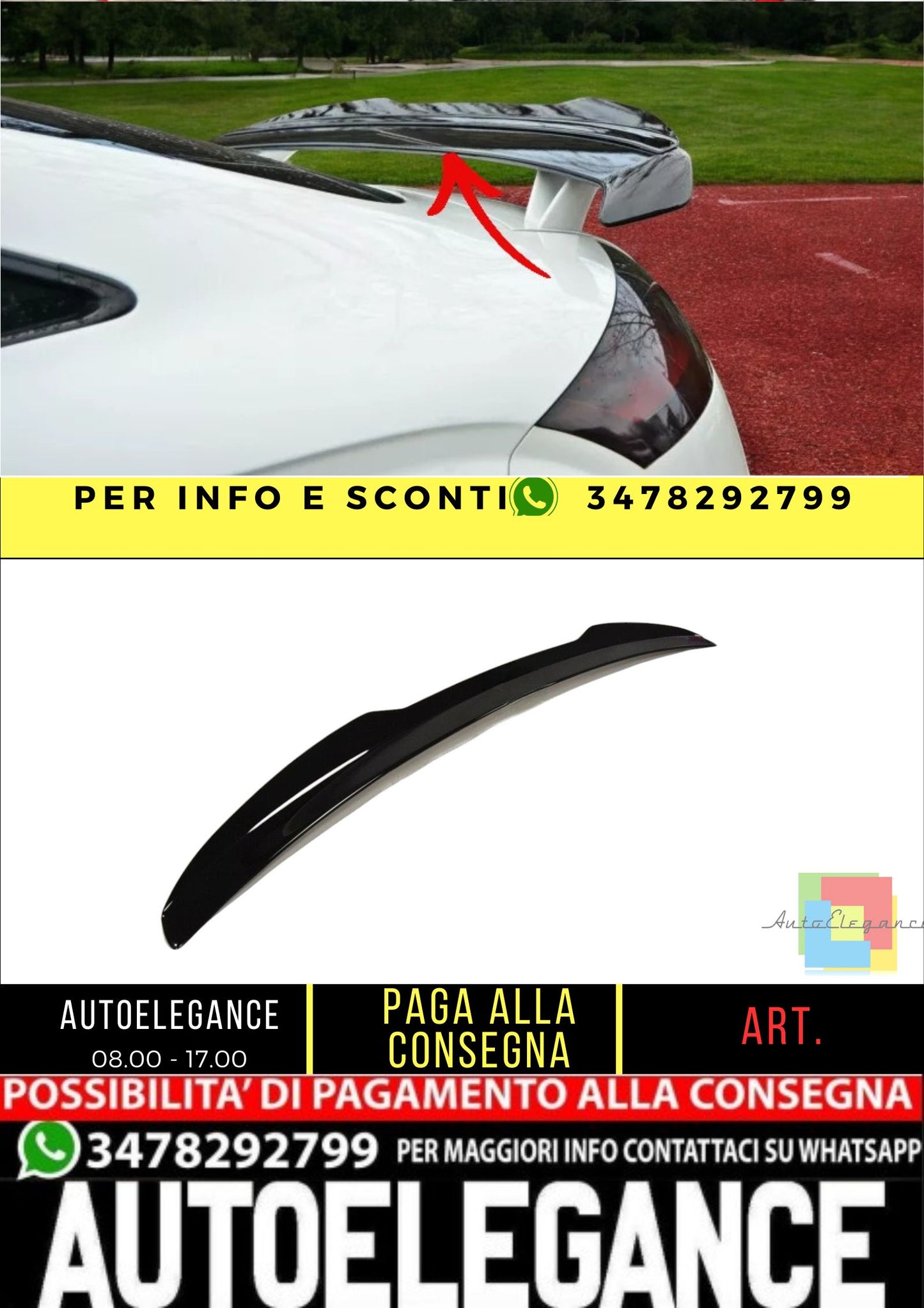 ✨SPOILER ALA AGGIUNTIVA Design Nero Lucido ABS Per Audi TT Mk2 RS 2009-2014✨