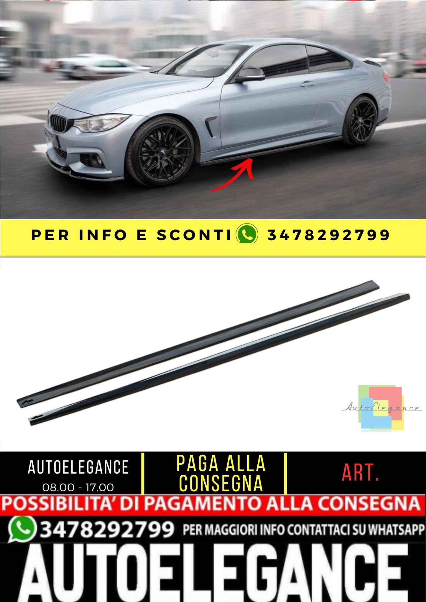 ✨MINIGONNE LATERALI Design V3 ADATTE per BMW Serie 4 Coupe M-Pack F32✨