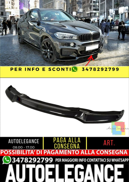 ✨SPLITTER anteriore V1 design nero lucido ABS per BMW X6 F16 M Sport 2014-2019✨