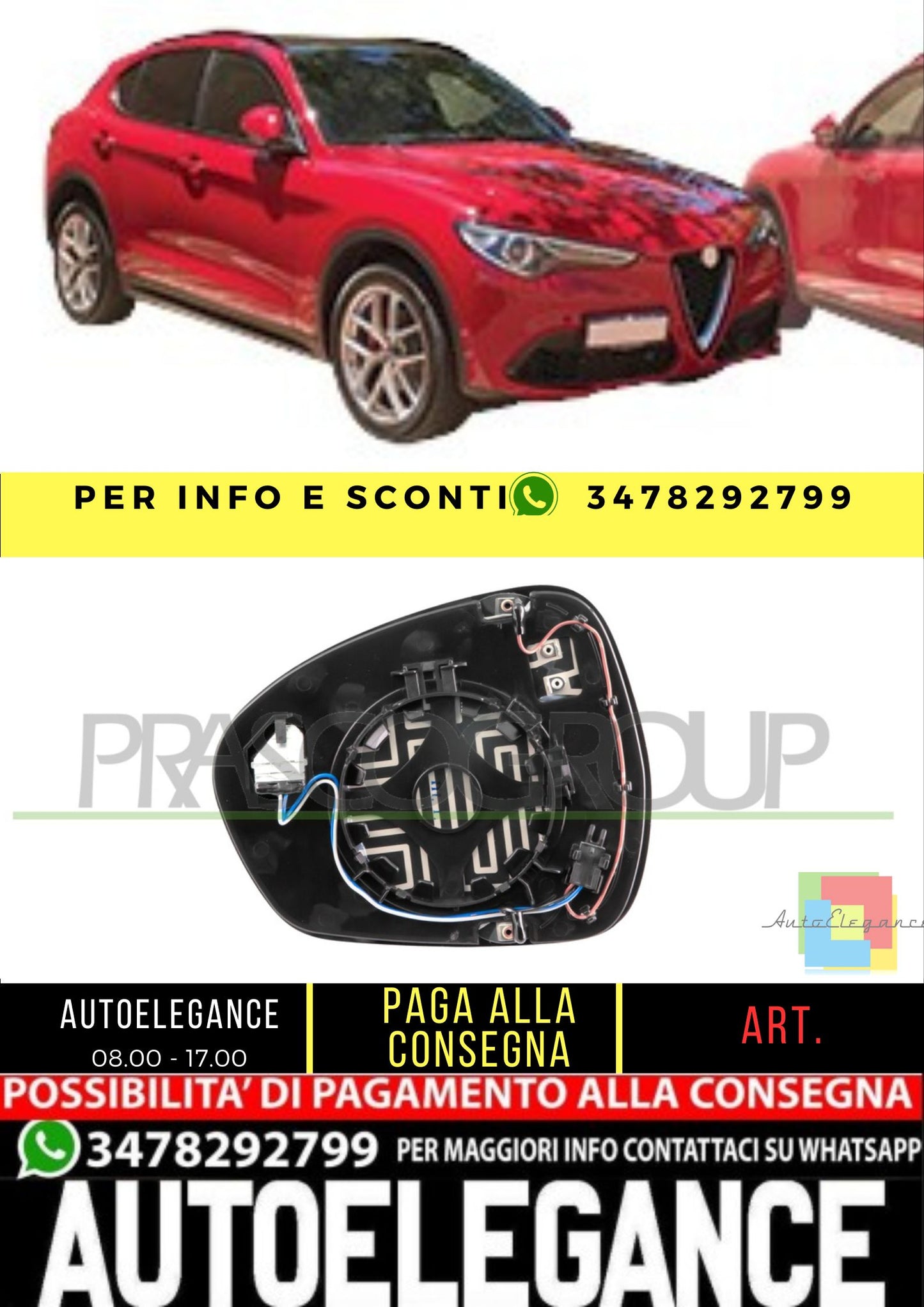 ✨AA7107523 PIASTRA SPECCHIO DESTRA-TERMICA PER ALFA ROMEO STELVIO 16+✨