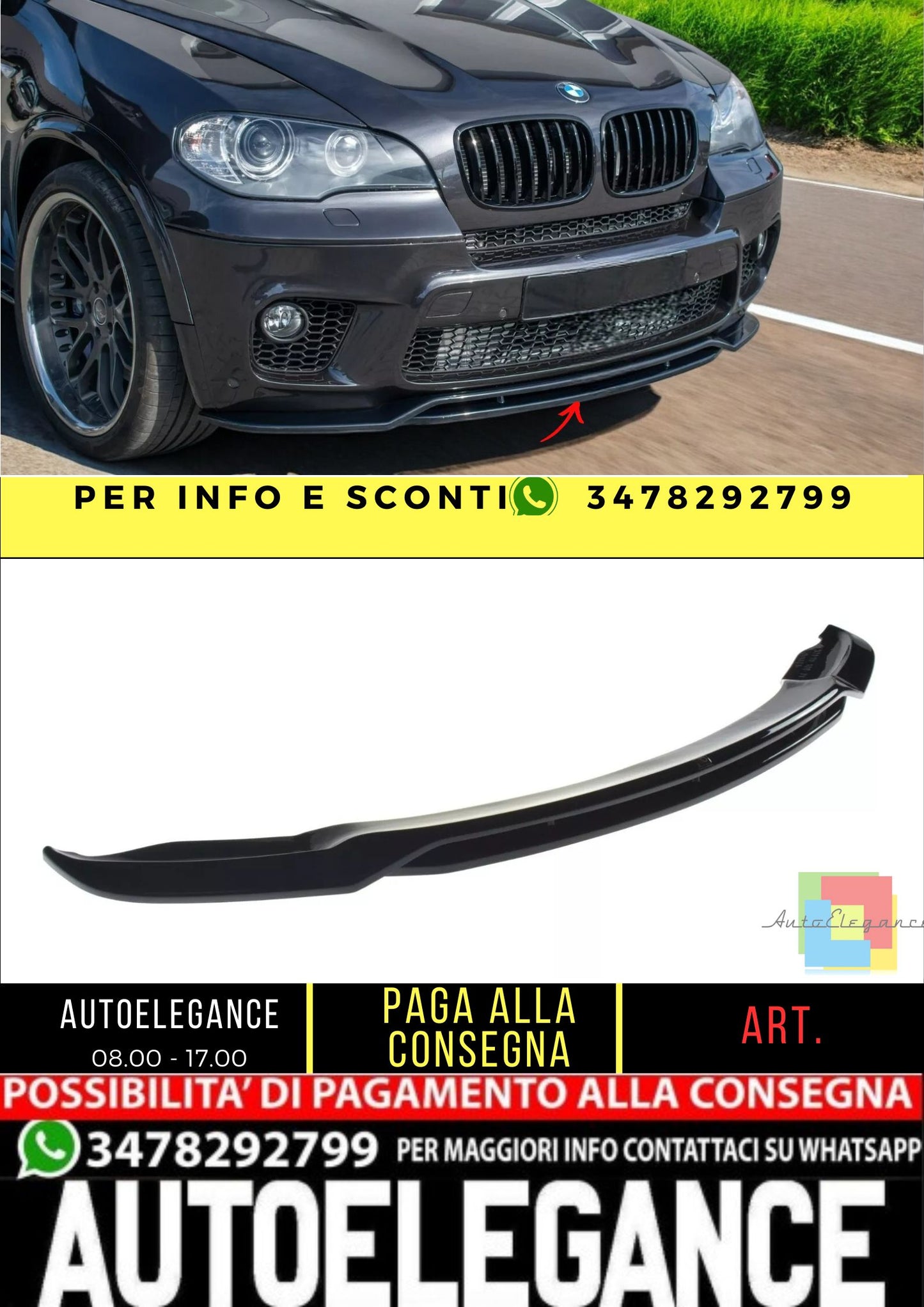 ✨SPLITTER ADATTO per BMW X5 E70 lifting M design lucido ABS 2010-2013✨