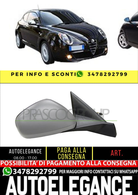 ✨AA2107313 RETROVISORE DESTRO CON PRIMER NERO-TERMICO PER ALFA ROMEO MITO 16+✨