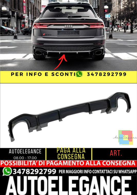 ✨DIFFUSORE nero lucido ABS posteriore per Audi RSQ8 MK1 2019+✨