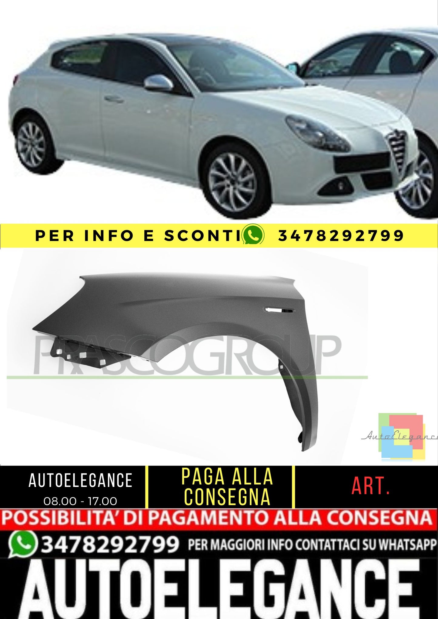 ✨AA3443014 PARAFANGO ANTERIORE SINISTRO PER ALFA ROMEO - GIULIETTA 10-16✨