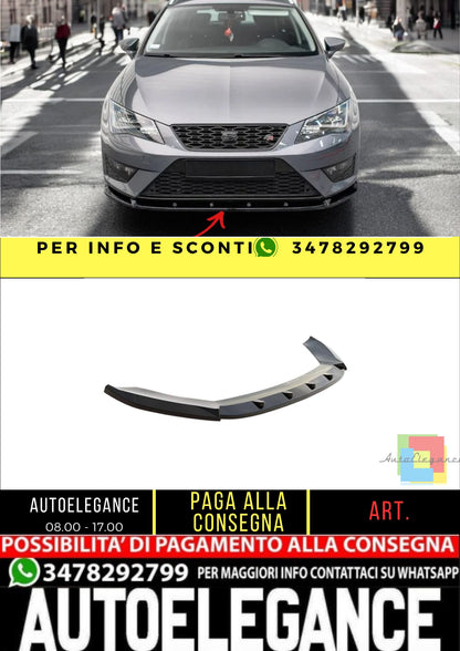 ✨SPLITTER Anteriore V1 Design Nero Lucido ABS per Seat Leon FR/Cupra MK3 12-16✨