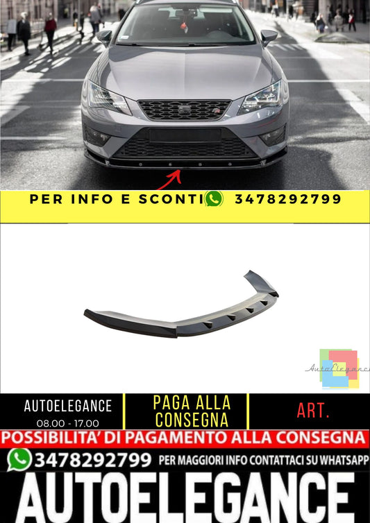 ✨SPLITTER Anteriore V1 Design Nero Lucido ABS per Seat Leon FR/Cupra MK3 12-16✨