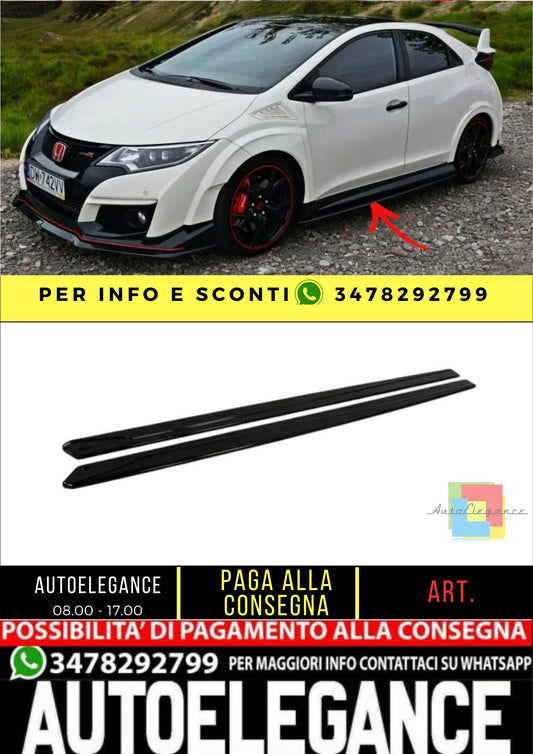 ✨MINIGONNE LATERALI  design nero lucido per Honda Civic Mk9 tipo R (Fk2)✨