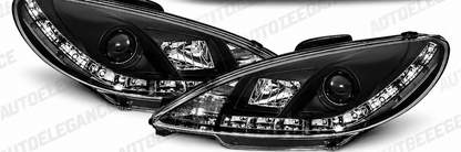 ART.11095 FARI  ANTERIORI  ADATTO PER PEUGEOT 206 10.98-02 NERO LED