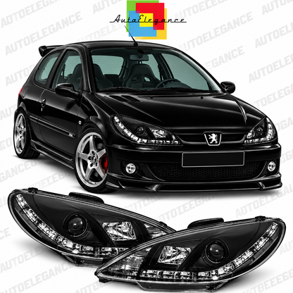 ART.11095 FARI  ANTERIORI  ADATTO PER PEUGEOT 206 10.98-02 NERO LED