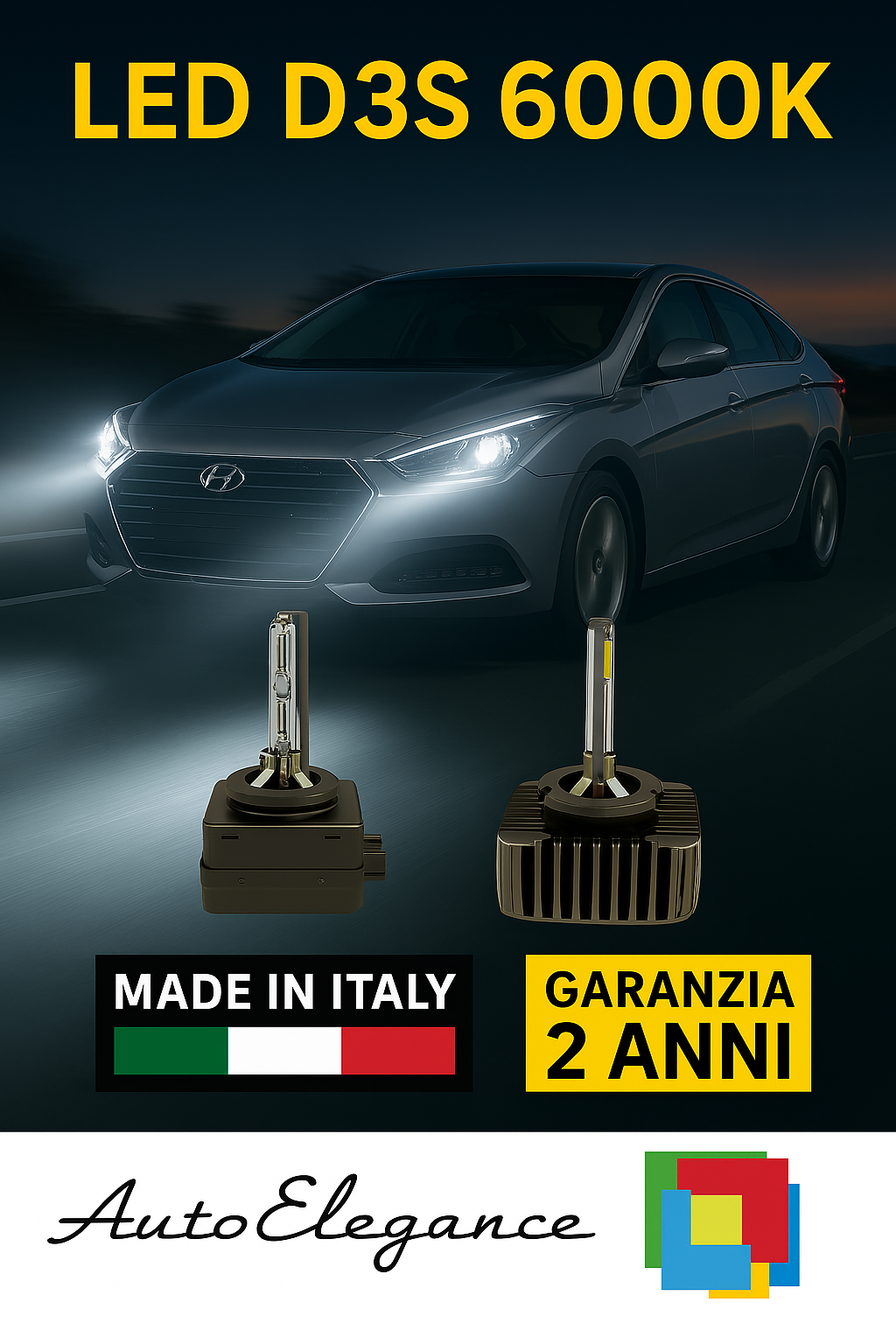 ❤️ KIT LED D3S 6000K BIANCO GHIACCIO ANABBAGLIANTI PER  HYUNDAI I40 ❤️