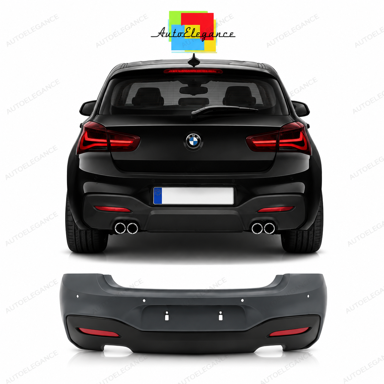 💕PARAURTI POSTERIORE BMW F20 F21 LCI 15-19 LOOK M PDC DOPPIA USCITA💕