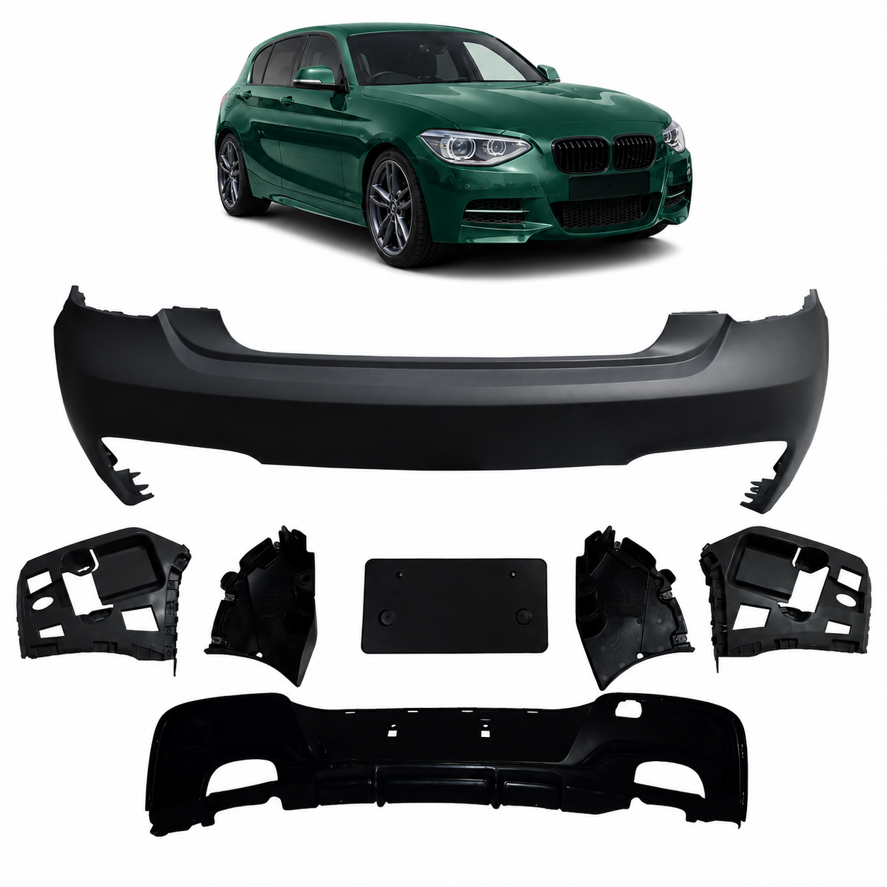 👉Paraurti posteriore sport con diffusore adatto per BMW Serie 1 F20 F21 11-15👈