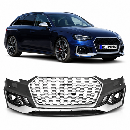 👉Paraurti Anteriore Audi A4 B9 15-19 RS4 PDC SRA Griglie Argento Nero👈