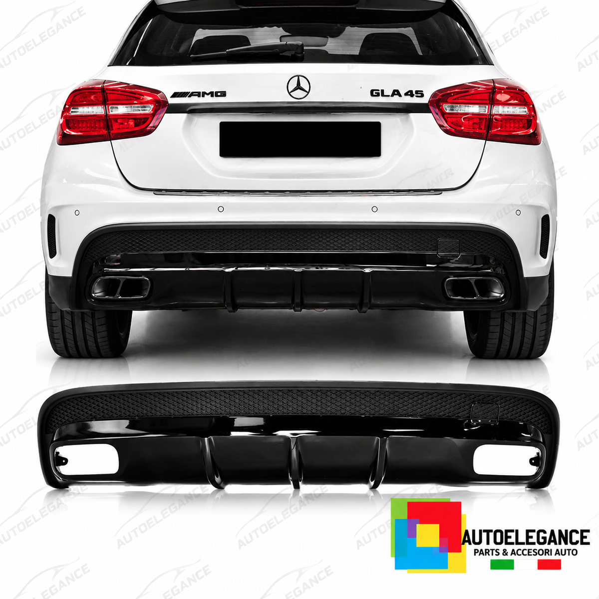 DIFFUSORE MERCEDES X156 AMG 13-19 LOOK GLA45 NERO