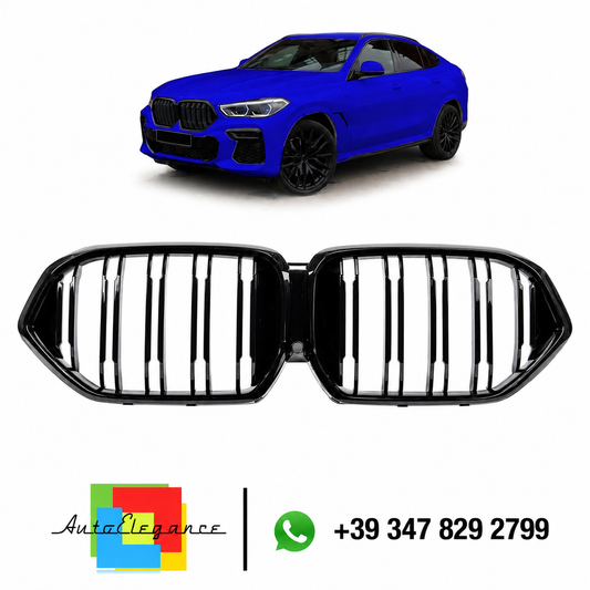 👉Griglia anteriore lucida nera a doppia linea adatta per BMW X6 G06 F96 19-23👈
