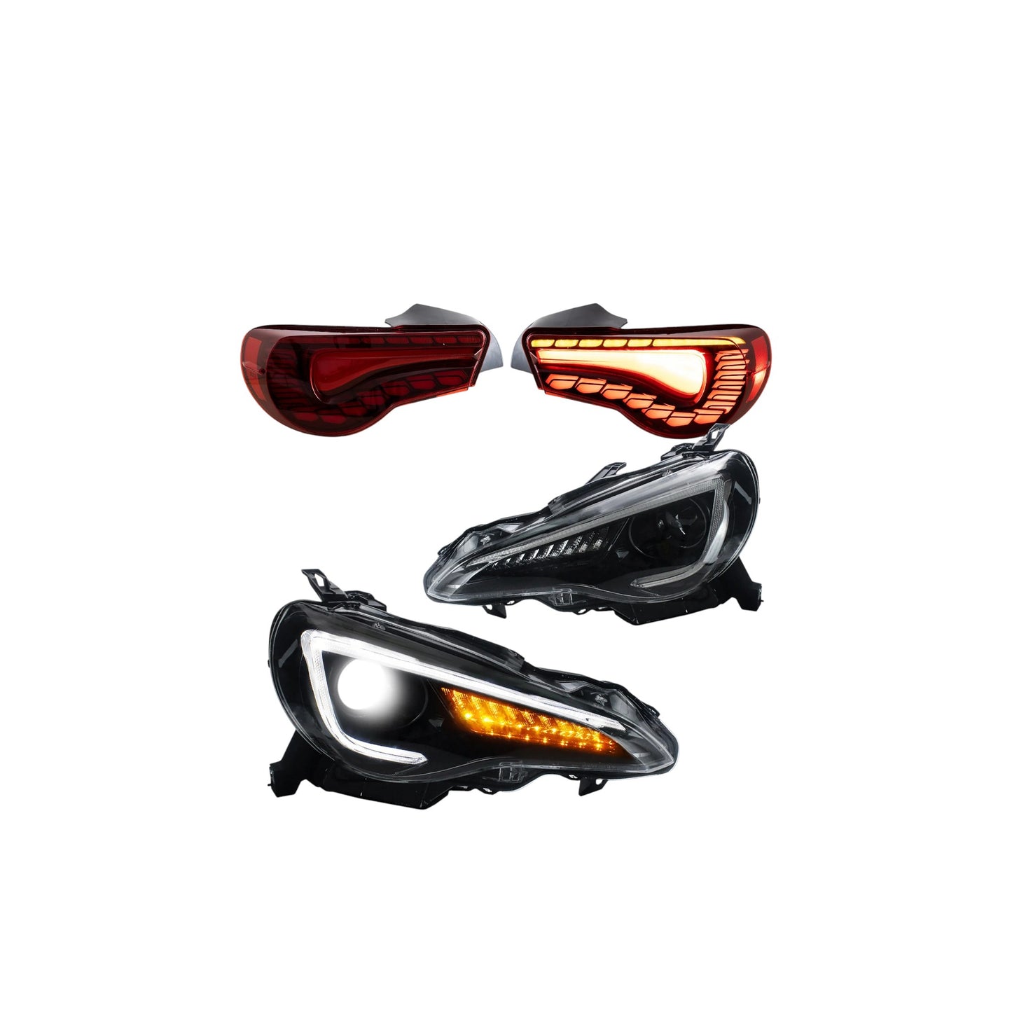 1 pair of headlights and taillights for Scion FR-S 2013-2016, Toyota 86 2017-2020, Subaru BRZ 2013-2020 