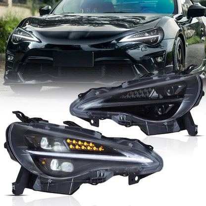 Fari a LED per Scion FR-S 2013-2016, Toyota 86 2017-2020, Subaru BRZ 2013-2020, dinamici fumé con animazione di avvio