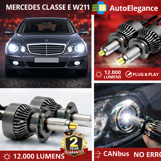 KIT LED per Mercedes Classe E W211 ANABAGLIANTI H7 CANBUS Bianco 6500K 360 gradi