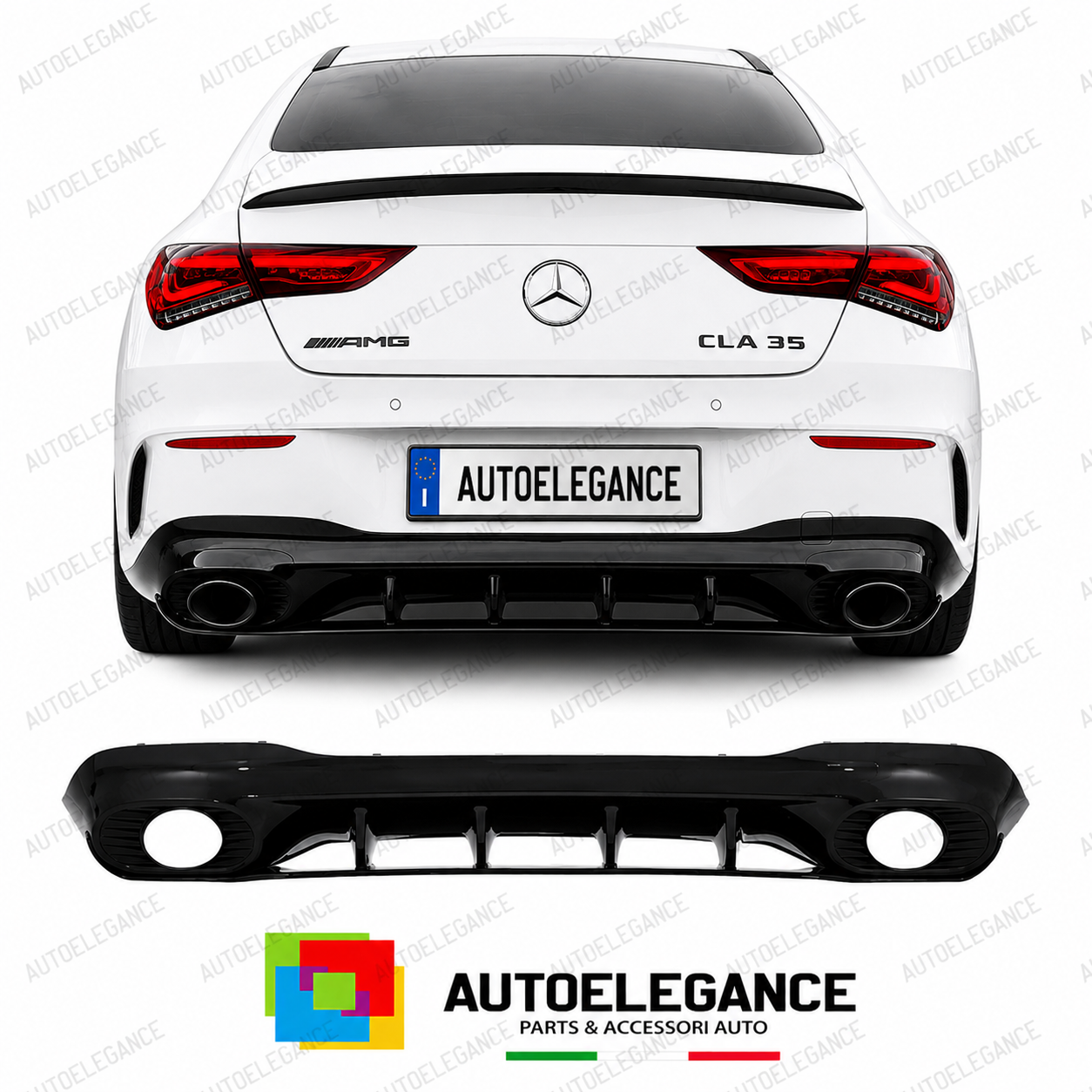DIFFUSORE MERCEDES W118 AMG 19- LOOK CLA35 NERO LUCIDO