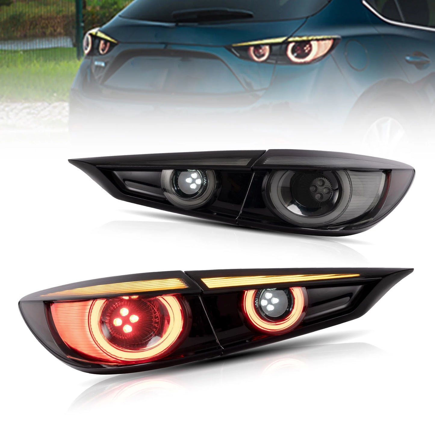 Fanali posteriori Full LED per Mazda 3 Axela Sedan 2014-2018 (segnali di direzione sequenziali con illuminazione dinamica di benvenuto)