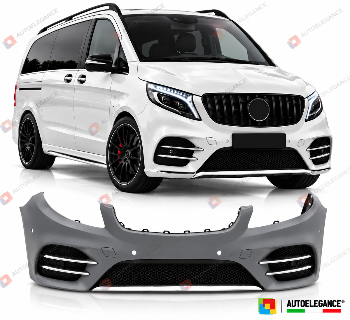 PARAURTI ANTERIORE SPORT PDC ADATTO PER MERCEDES V-CLASS W447 14-19