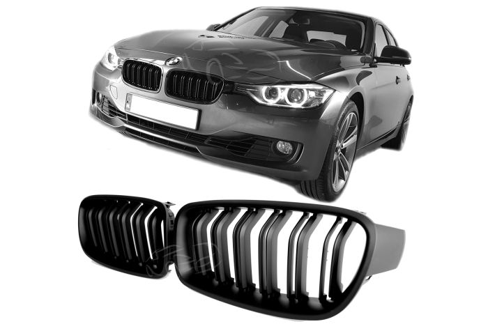 ✨MATTE BLACK DOUBLE BRIDGE RADIATOR GRILLE SUITABLE FOR BMW 3 SERIES F30 F31 SPORT✨