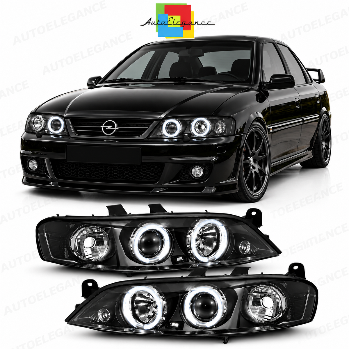 ART.11048 FARI ANTERIORI ADATTO  PER OPEL VECTRA B 99-02 LED NERO