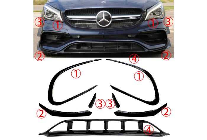 FRONT SPOILER suitable for the restyling of the Mercedes C117 CLA class