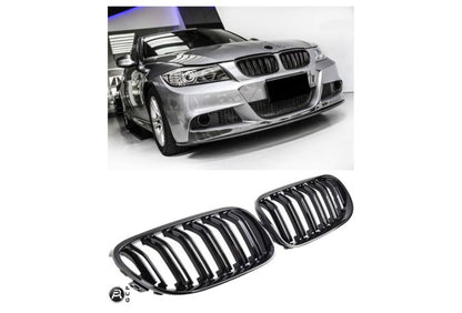 🤩GRIGLIA RADIATORE DOPPIO PONTE NERO LUCIDO ADATTO PER BMW E90 E91 2008+🤩