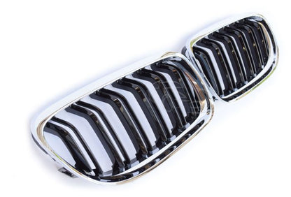 🤩GRIGLIA RADIATORE DOPPIA STRISCIA CROMATA NERA ADATTO PER BMW E90 E91 2008+🤩