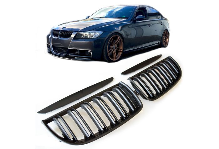 🤩GRIGLIA RADIATORE DOPPIA STRISCIA NERO OPACO ADATTO PER BMW E90 E91 2008+🤩