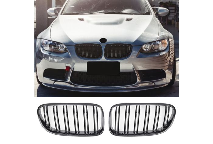 🤩GRIGLIA RADIATORE DOPPIA BARRA NERO LUCIDO ADATTO PER BMW  E92 E93 10-13🤩