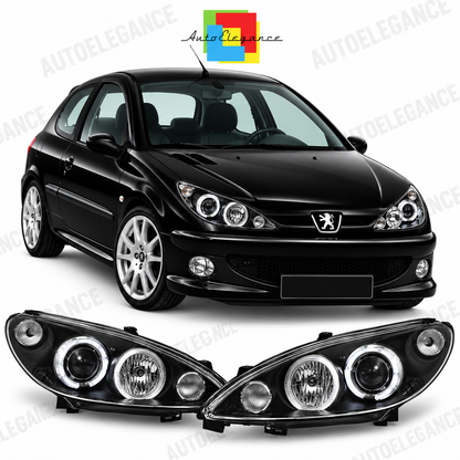 ART.11086 FARI  ANTERIORI ADATTO PER PEUGEOT 206 02- LED  NERO