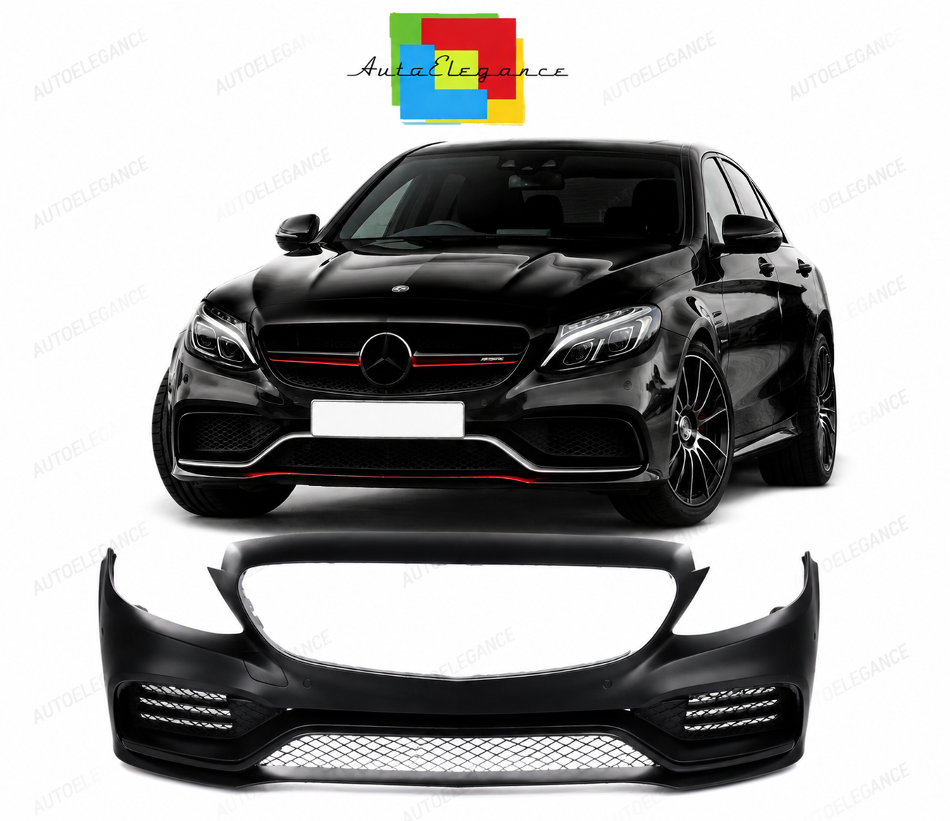 💕PARAURTI ANTERIORE MERCEDES CLASSE C W205 15-18 LOOK AMG C63💕