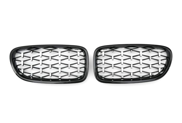 ✨GRIGLIA RADIATORE DIAMANTE NERO LUCIDO PER SERIE 5 F10 F11 ✨