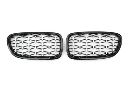 ✨GRIGLIA RADIATORE DIAMANTE NERO LUCIDO PER SERIE 5 F10 F11 ✨