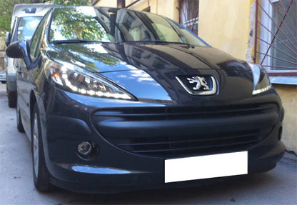 ⭐FARI ANTERIORI ADATTO PER PEUGEOT 207 2006-2012 NERI DRL LED⭐