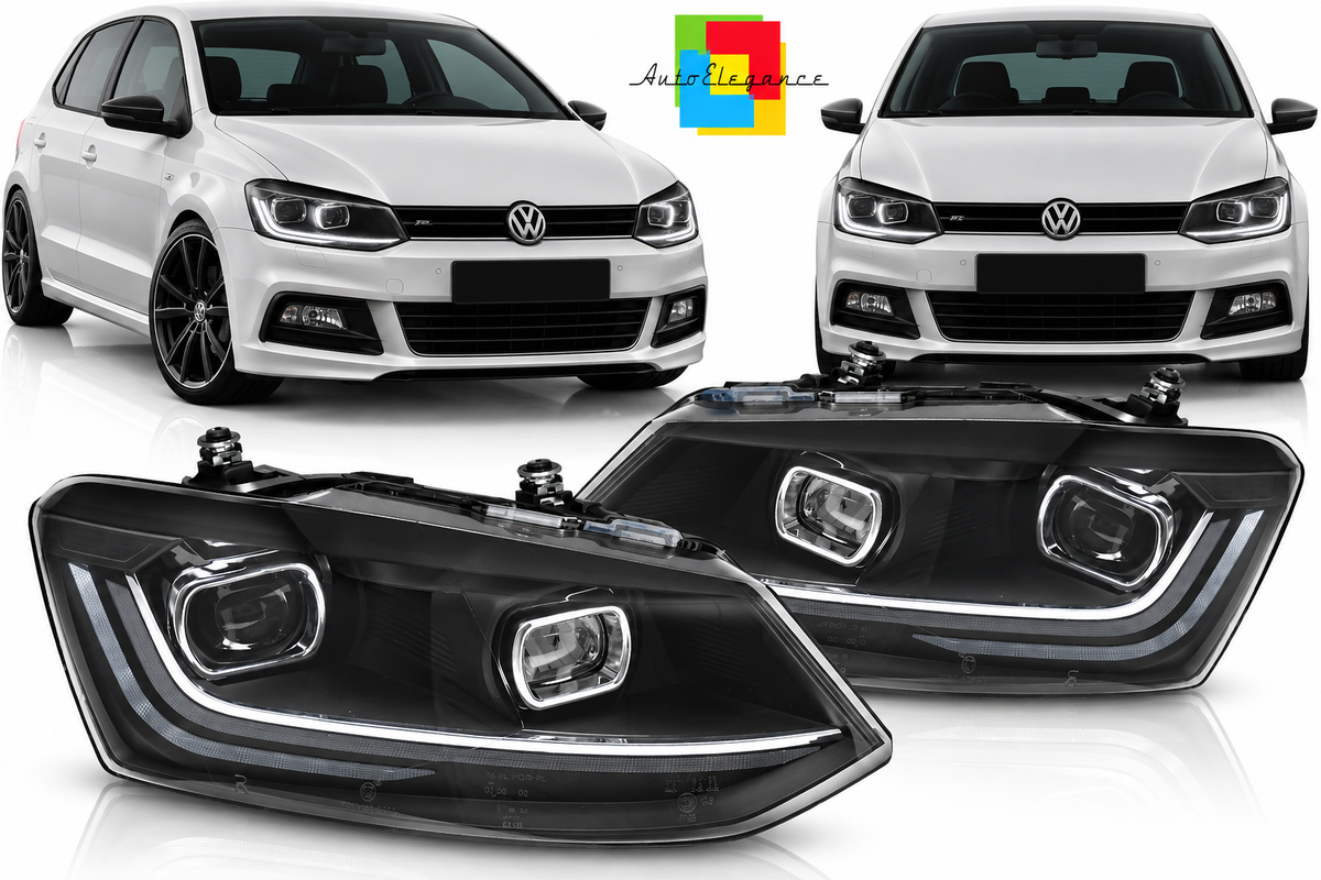 FARI ANTERIORI LED SEQ DRL ADATTI PER VW POLO V 6R 09-17