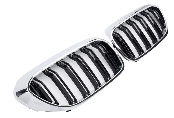 ✨GRIGLIA RADIATORE DOPPIO STRISCIA CROMATA NERA PER BMW SERIE 5 G30 G31 ✨