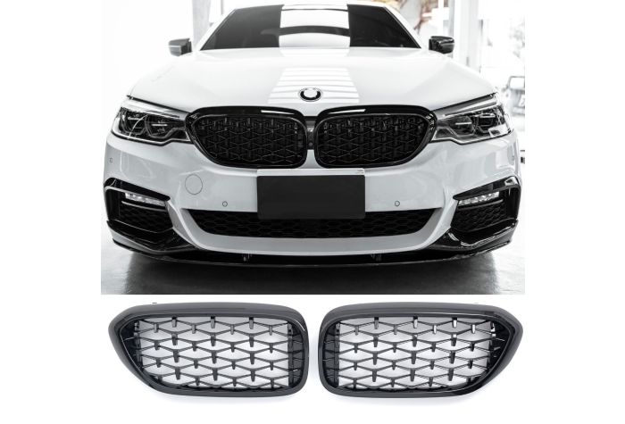 ✨GRIGLIA DIAMANTE NERO LUCIDO PER BMW SERIE 5 G30 G31 ✨