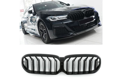 ✨GLOSS BLACK DOUBLE BRACKET RADIATOR GRILLE FOR BMW 5 SERIES G30 G31 LCI SPORT✨